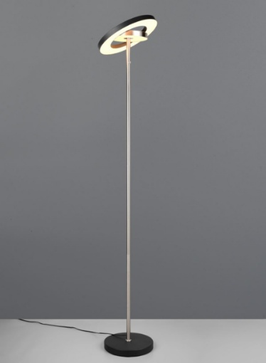Immagine di Piantana Moderna Nichel Disco Orientabile Led CCT 160 cm Guano Trio