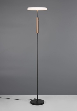 Immagine di Piantana Moderna Nero Bronzo Vetro Bianco Led Touch Dimmer Trio Celeste