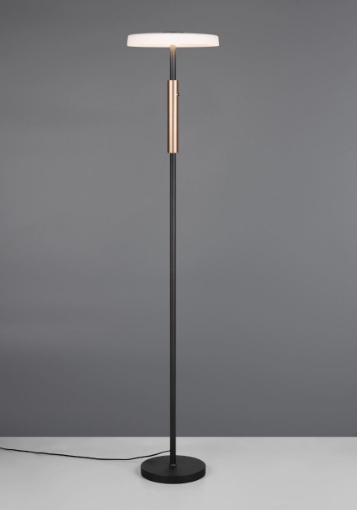 Immagine di Piantana Moderna Nero Bronzo Vetro Bianco Led Touch Dimmer Trio Celeste