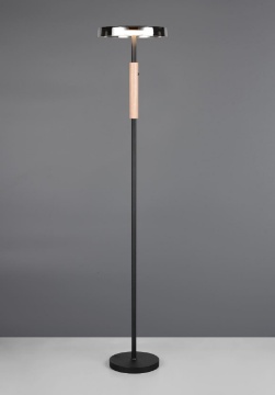 Immagine di Piantana Led Nero Legno Vetro Fume Touch Dimmer Trio Celeste