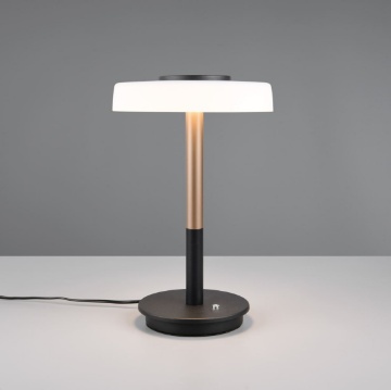 Immagine di Lumetto Moderno Nero Bronzo Vetro Bianco Led Touch Dimmer Trio Celeste
