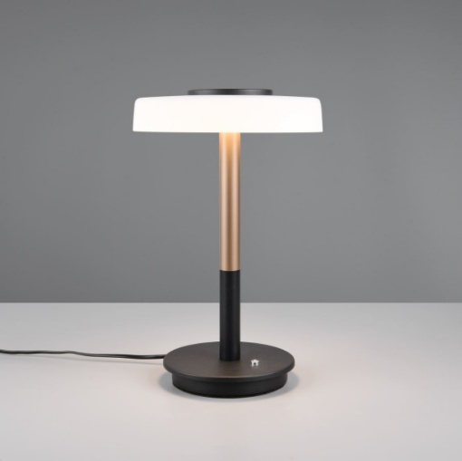 Immagine di Lumetto Moderno Nero Bronzo Vetro Bianco Led Touch Dimmer Trio Celeste