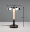 Immagine di Lampada Led da Comodino Nero Legno Vetro Fume Luce Regolabile Trio Celeste