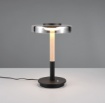 Immagine di Lampada Led da Comodino Nero Legno Vetro Fume Luce Regolabile Trio Celeste