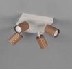 Immagine di Plafoniera Quadrata 4 Faretti Orientabili Cilindri Rigati Bronzo Caffe Soka Trio