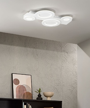 Immagine di Plafoniera Collage Bianca Cerchi Led 40w CCT Fan Europe
