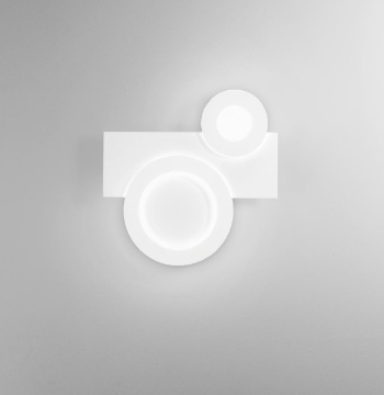 Immagine di Plafoniera Bianca Design Geometrico Cerchi Collage Led 30w CCT Fan Europe