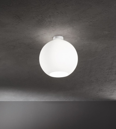 Immagine di Plafoniera Moderna Sfera Vetro Bianco 30 cm Ufo Perenz