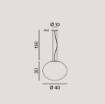 Immagine di Lampadario Vetro Bianco Sfera Ovale 40cm Saturno Perenz