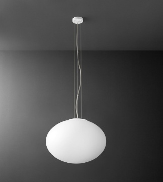 Immagine di Lampadario Saturno Sfera Ovale Bianca 50cm Perenz