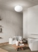 Immagine di Plafoniera Boccia Vetro Ovale Bianco Saturno 40cm Perenz
