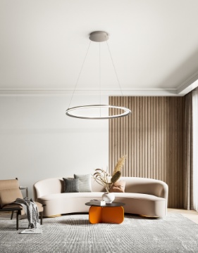 Immagine di Lampadario Edge Anello Grigio 80 cm Biemissione Led 86w 3000k Perenz