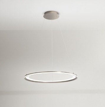 Immagine di Lampadario Grande Cerchio 100 cm Led Biemissione 3000k Edge Grigio Perenz