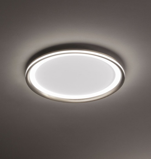 Immagine di Plafoniera Tonda 60cm Led Biemissione 3000k Edge Grigio Titanio Perenz