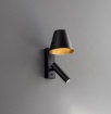 Immagine di Applique Cono Reverse Nero Oro Faretto Led 3000k Orientabile Per Comodini Perenz