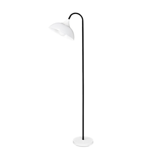 Immagine di Piantana Moderna Nera Orientabile 180 cm Cupola Bianca Swan Perenz