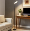 Immagine di Piantana Nera Disco Led Orientabile 3000k Dimmer 183 cm Ophelia Perenz
