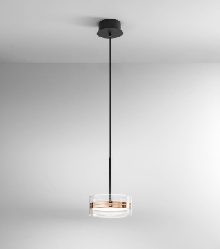 Immagine di Sospensione Rotonda Aere Oro Rosa Led 3000k Dimmer Per Penisola Perenz