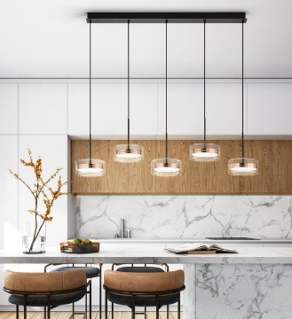 Immagine di Lampadario Lineare Pendenti Oro Rosa Led Dimmer 3000k Aere Perenz