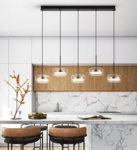 Immagine di Lampadario Lineare Pendenti Oro Rosa Led Dimmer 3000k Aere Perenz