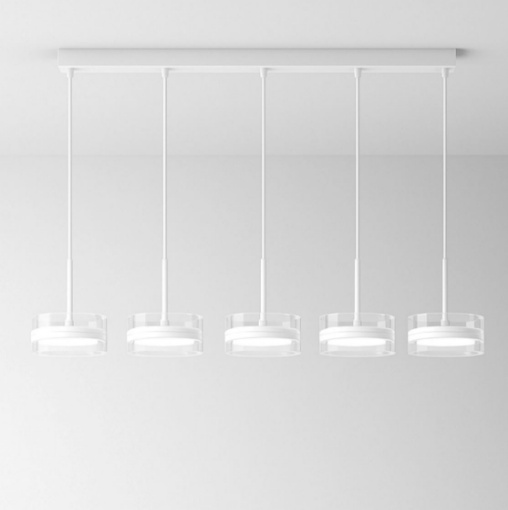 Immagine di Lampadario da Tavolo Bianco Aere 5 Pendenti Led Dimmer 3000k