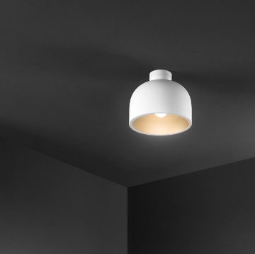 Immagine di Plafoniera Moderna Cupola Bianco Oro Yelmo Pernenz