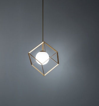 Immagine di Sospensione Oro con Sfera Vetro 15x15cm Cube Perenz