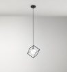 Immagine di Piccolo Lampadario Cubo Metallo Nero Con Sfera Vetro Cube Perenz