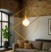 Immagine di Lampadario a Sospensione Cubo Metallo Oro 35x35 cm Cube Perenz