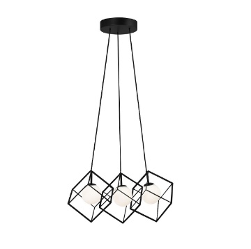 Immagine di Lampadario Moderno Nero 3 Luci Per Cucina Cube Perenz