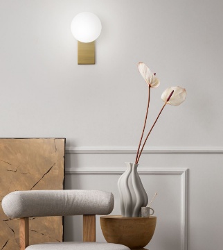 Immagine di Applique Talia Perenz Ottone Sfera Bianca Led 8w 3000k Per Bagno