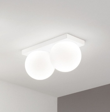 Immagine di Plafoniera Moderna Bianca Sfere Vetro Bianco Led 16w 3000k Dot Perenz