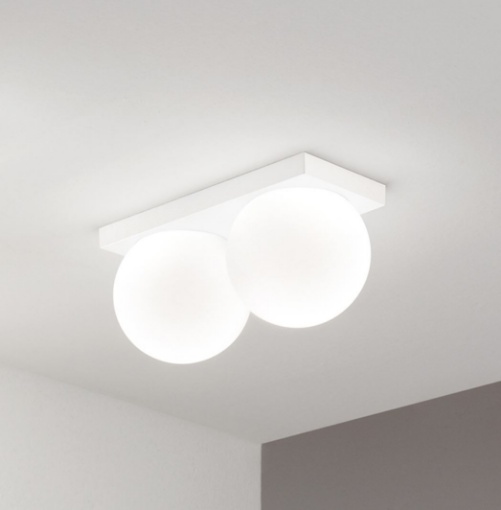 Immagine di Plafoniera Moderna Bianca Sfere Vetro Bianco Led 16w 3000k Dot Perenz