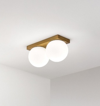 Immagine di Plafoniera Led Ottone Brunito Sfere Vetro Led 16w 3000k Dot Perenz