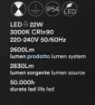 Immagine di Applique Nera Cornice Luminosa Led 22w da Bagno Wally Perez 102 cm