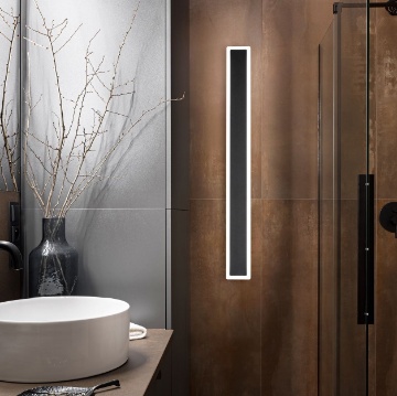 Immagine di Applique Nera Cornice Luminosa Led 22w da Bagno Wally Perez 102 cm