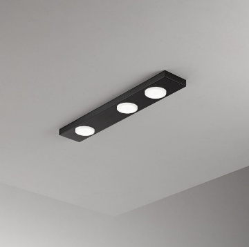 Immagine di Plafoniera Sottile Nera Rettangolare Perenz Bottone 60 cm Gx53