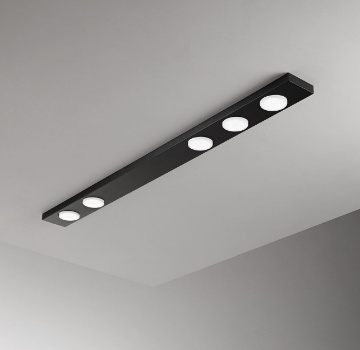 Immagine di Plafoniera Binario Nero 100 cm 5 Luci Bottone Perenz