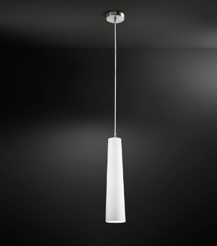 Immagine di Sospensione Cono Vetro Bianco Per Cucina Canna Perenz