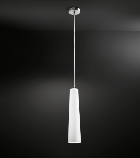 Immagine di Sospensione Cono Vetro Bianco Per Cucina Canna Perenz