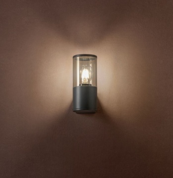 Immagine di Applique Cilindro Esterni Antracite Luce Diffusa E27 Redo Fred IP54