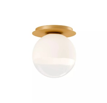 Immagine di Plafoniera Piccola Oro Sfera Vetro Bianco Sfumato E27 Berry Redo