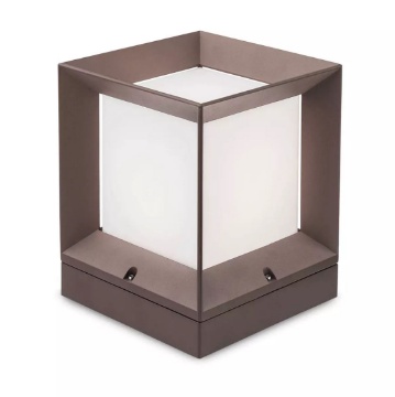 Immagine di Lampioncino Basso Cubo Per Esterni Marrone 27 cm Landmark Redo IP54