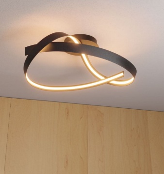 Immagine di Plafoniera Design Curvo Nero Impuls Led 34w 3000k Redo