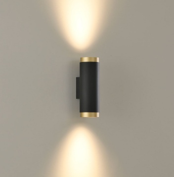 Immagine di Applique Moderna Cilindro Oro Nero Biemissione Led 3000k CRI90 Lux ACB