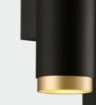 Immagine di Applique Moderna Cilindro Oro Nero Biemissione Led 3000k CRI90 Lux ACB