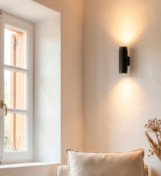 Immagine di Applique Cilindro Nero Doppia Emissione Led 3000k Lux ACB