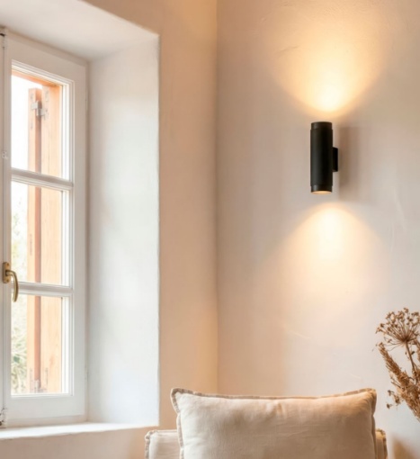 Immagine di Applique Cilindro Nero Doppia Emissione Led 3000k Lux ACB