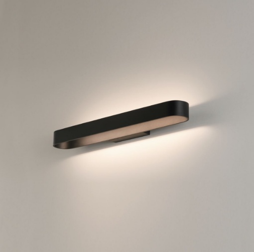 Immagine di Applique Biemissione Rettangolo Stondato 60 cm Gala Nero Led 31w CCT ACB