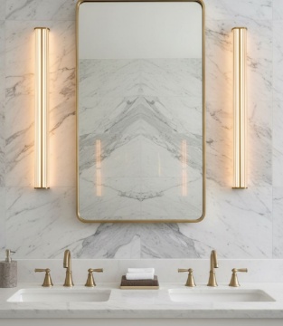 Immagine di Applique Verticale Oro 100cm Vetro Rigato Led CCT 52w ACB Divino IP44